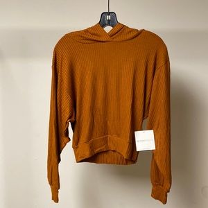 Beyond yoga so chic cropped hoodie clove brown